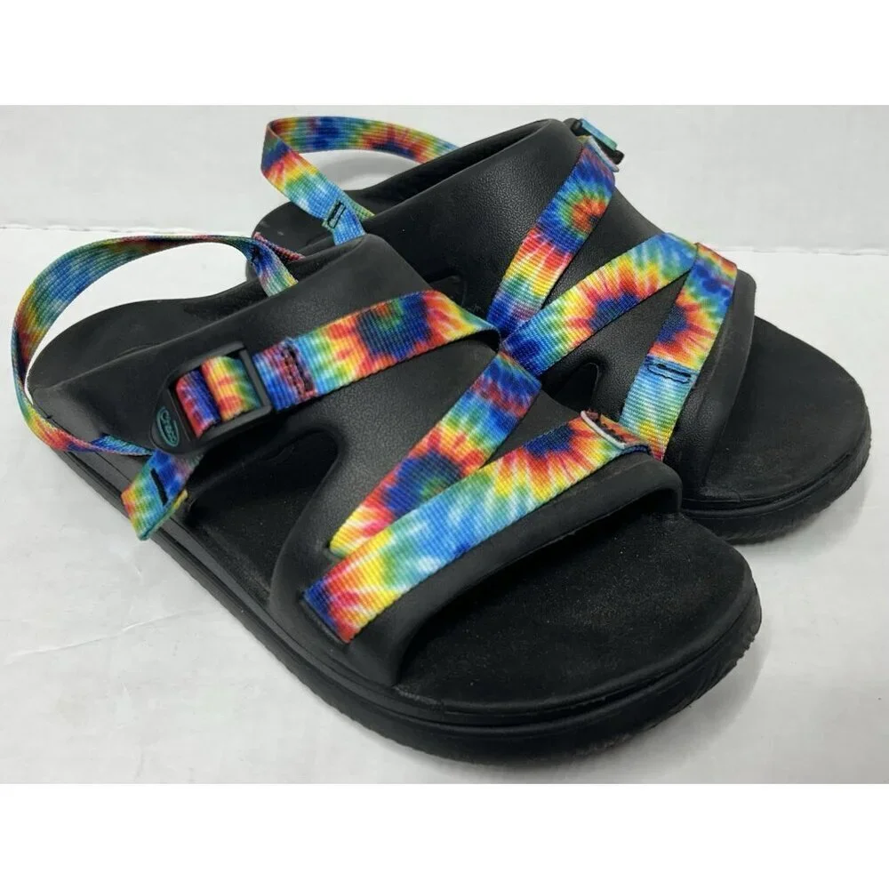 Chaco Chillos Sports Unisex Kids Junior Rainbow Tie Dye Strappy Sandals Size 6